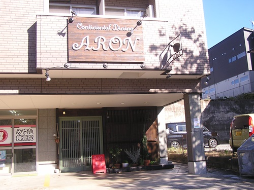 もりの里　コンチネンタルダイニング　アローン　木製看板　壁面看板