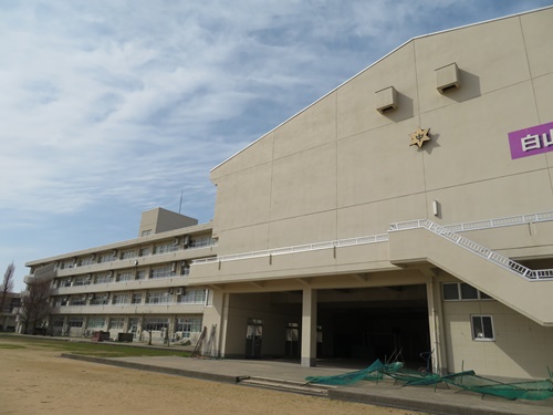 光野中学校　校章サイン　看板　看板製作　看板修理　壁面サイン　壁面看板